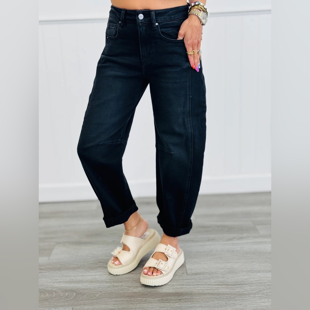 Risen black barrel jeans